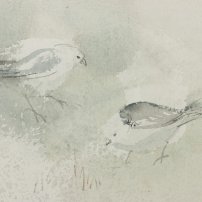 Claire Harkess RSW RGI Spring Melt, Snow Buntings